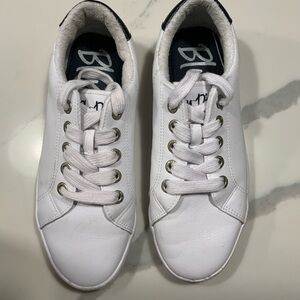 Blu Dov White Leather Sneakers